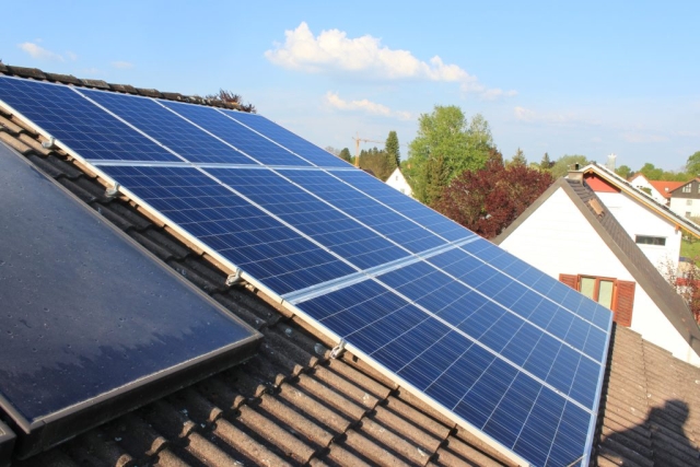 PV and solar collector on the rooftop